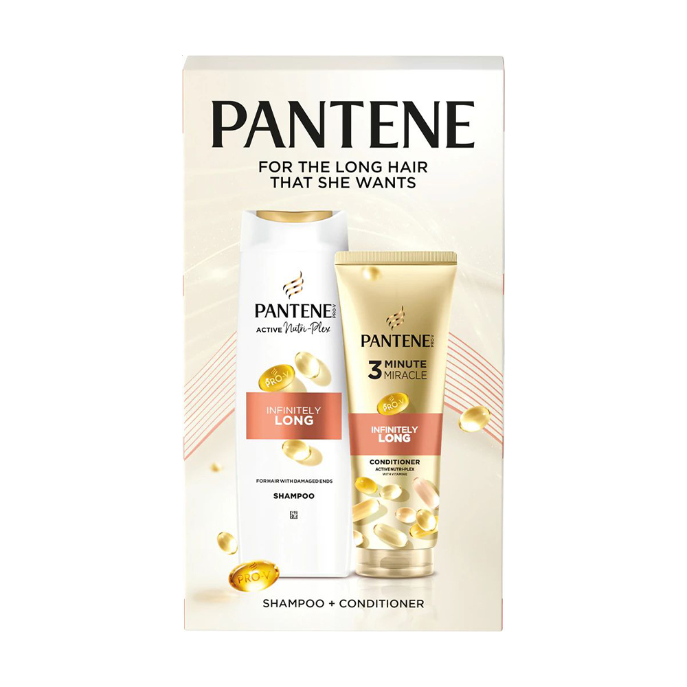 Подарунковий набір для волосся Pantene Pro-V Infinitely Long (шампунь, 400 мл + бальзам-ополіскувач 3 Minute Miracle, 220 мл)